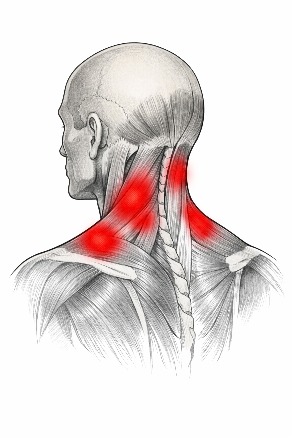 Dolore cervicale con punti trigger su trapezio, scaleni ed elevatore della scapola